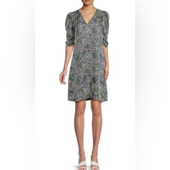 See by Chloe Gathered Floral-print Satin-twill puff mini dress XS - Picture 3 of 10